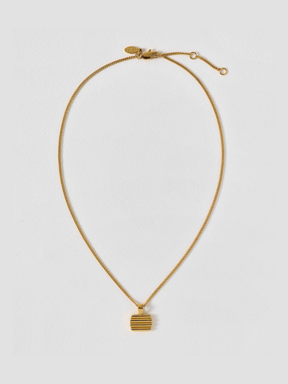Oliver Bonas gold tone waterproof ridged disc pendant necklace, UK version