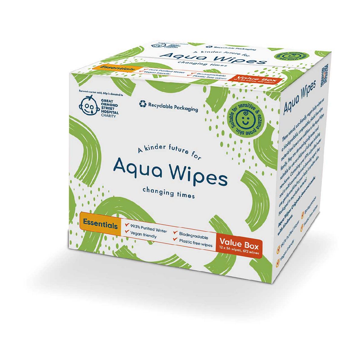 Aqua Wipes Essentials Biodegradable Plastic-Free Wipes 56s x 12 Packs GOODS Boots   