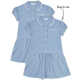 M&S Girls Cotton Gingham School Dresses '5-6 Years Mid Blue   2 per pack GOODS M&S   