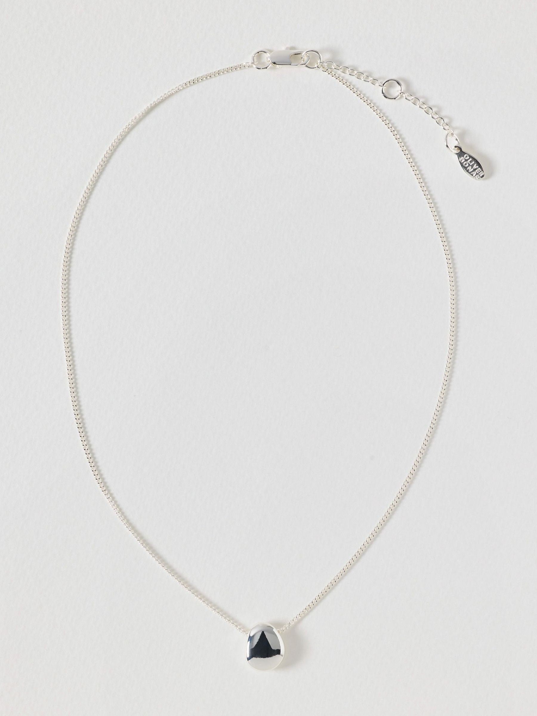 Oliver Bonas silver tone pebble pendant necklace (British brand)