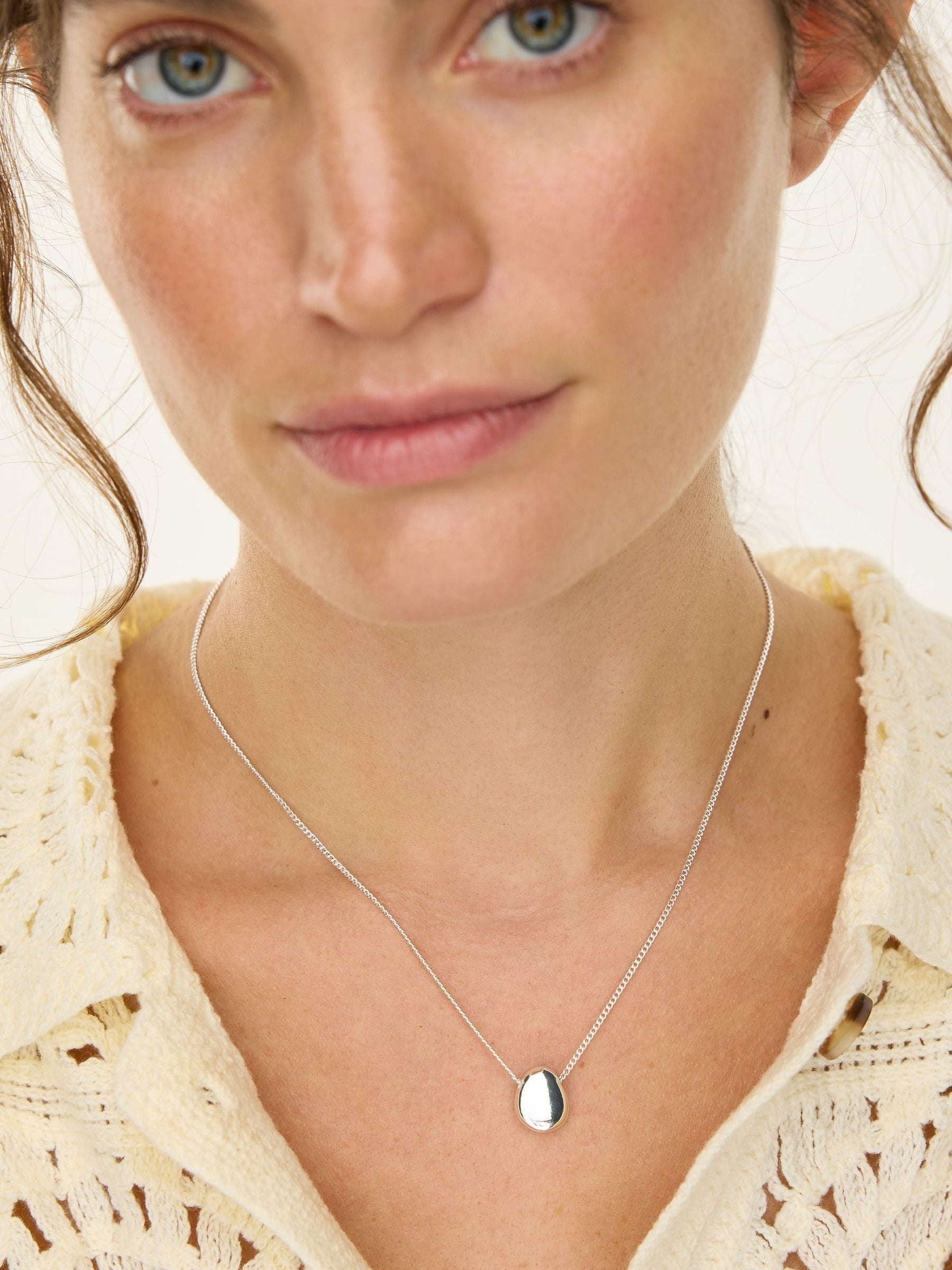 Oliver Bonas silver tone pebble pendant necklace (British brand)