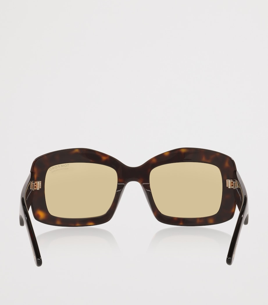 TOM FORD Venetia oversized acetate sunglasses with gold T detail, imported from the UK