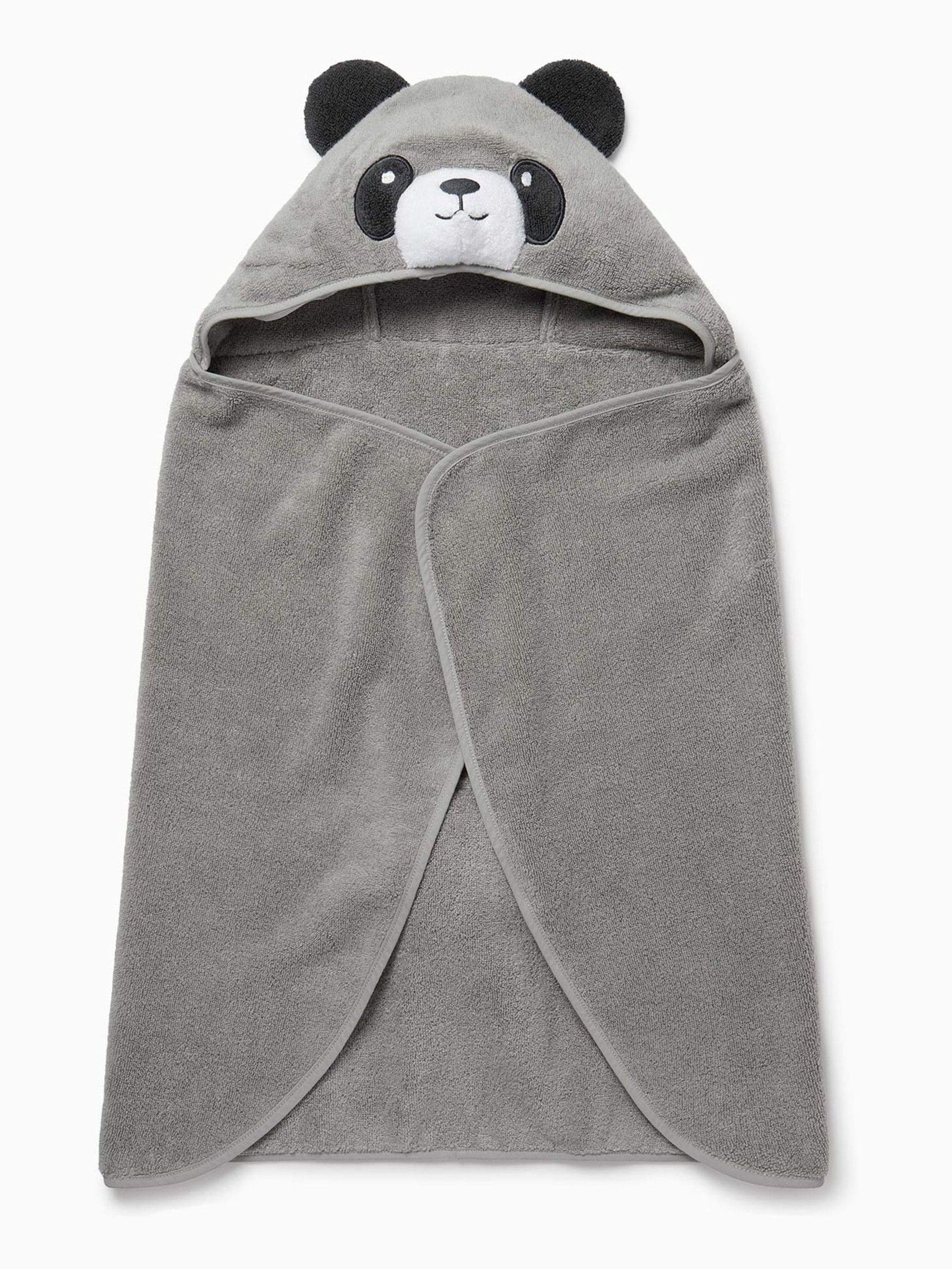 MORI grey Panda Panda cotton kids hooded towel - British product