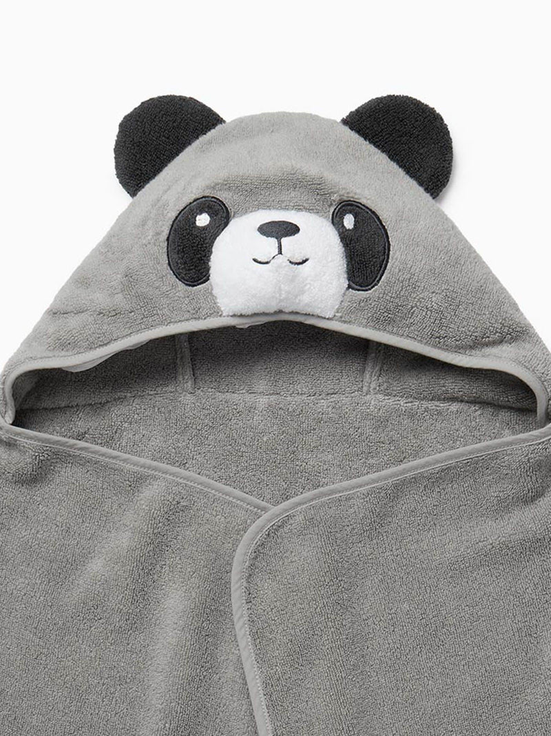 MORI grey Panda Panda cotton kids hooded towel - British product