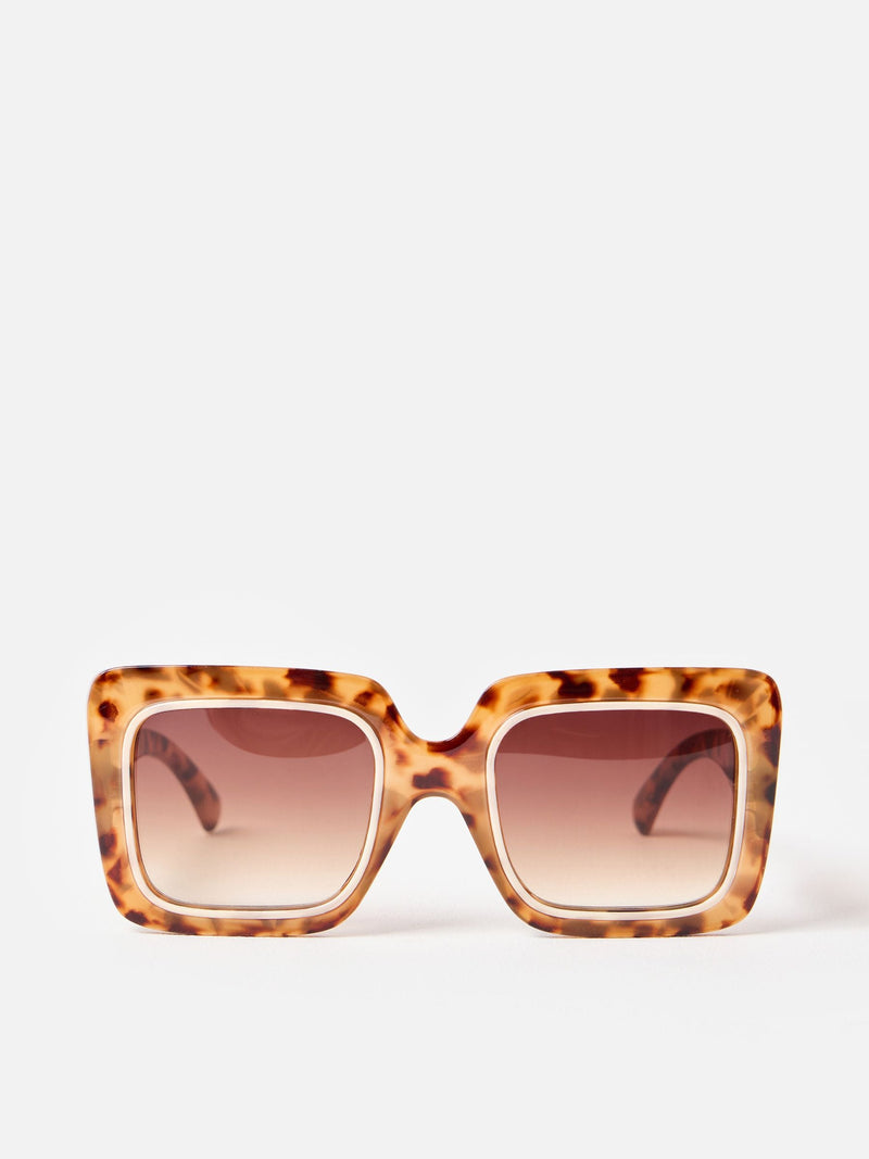 Oliver Bonas brown tort oversized square sunglasses, imported from the UK