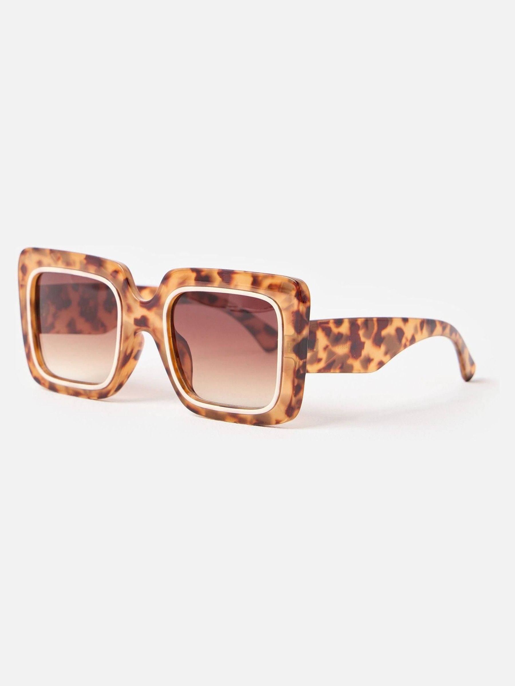 Oliver Bonas brown tort oversized square sunglasses, imported from the UK