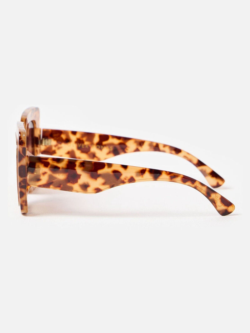 Oliver Bonas brown tort oversized square sunglasses, imported from the UK