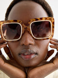 Oliver Bonas brown tort oversized square sunglasses, imported from the UK