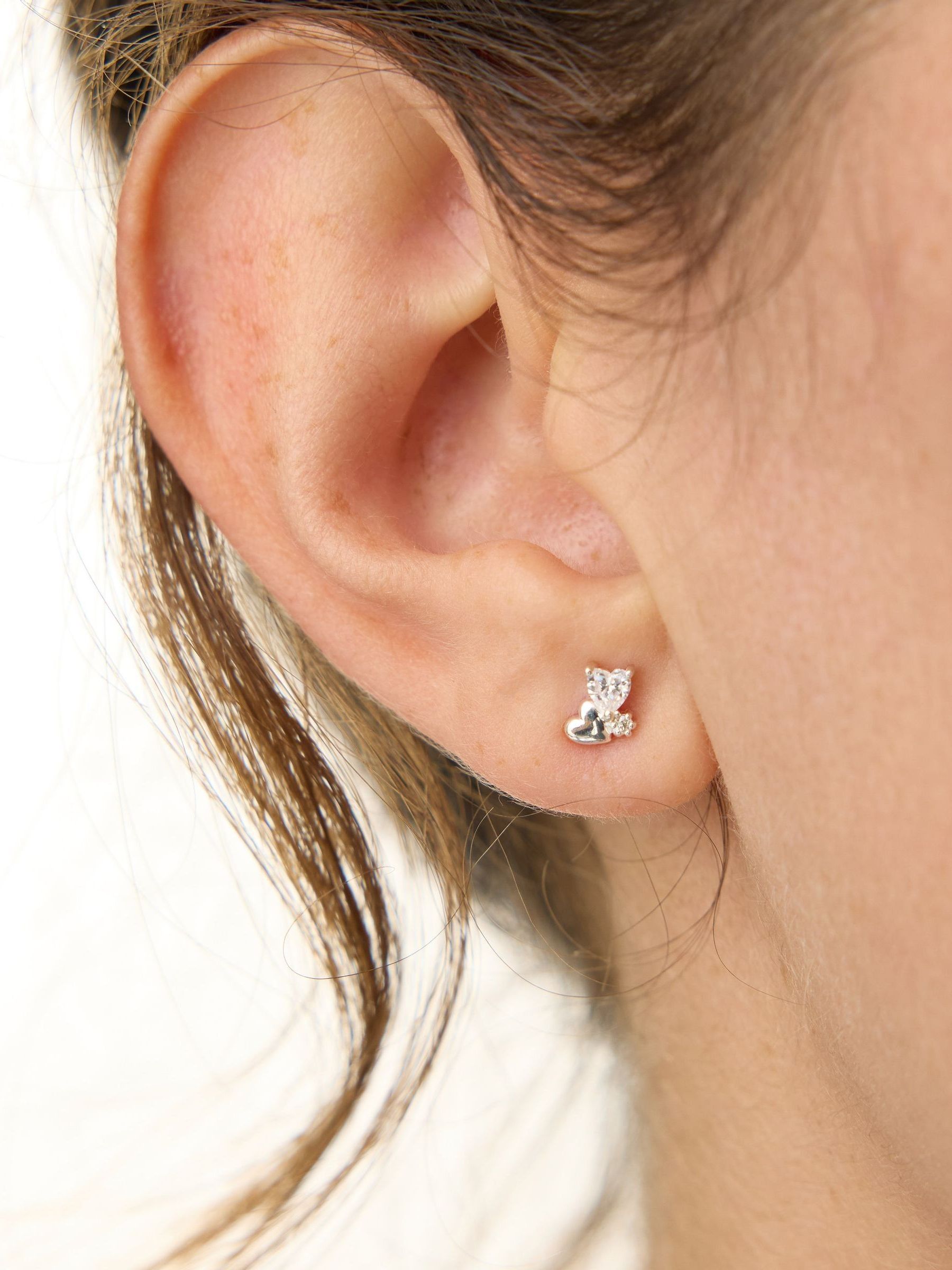 Oliver Bonas gold plated heart cluster stud earrings (British brand)
