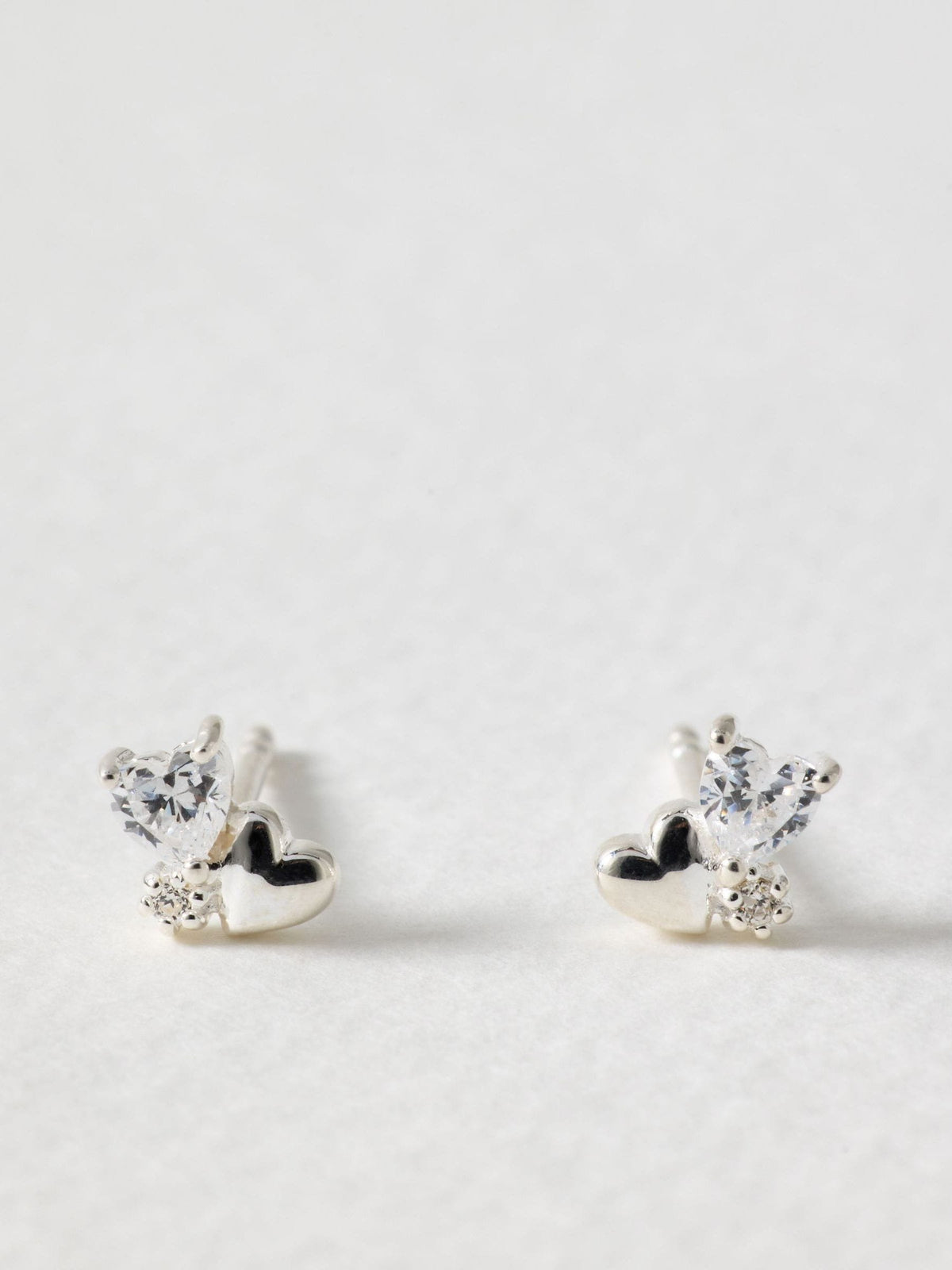 Oliver Bonas silver stud earrings heart cluster (British brand)