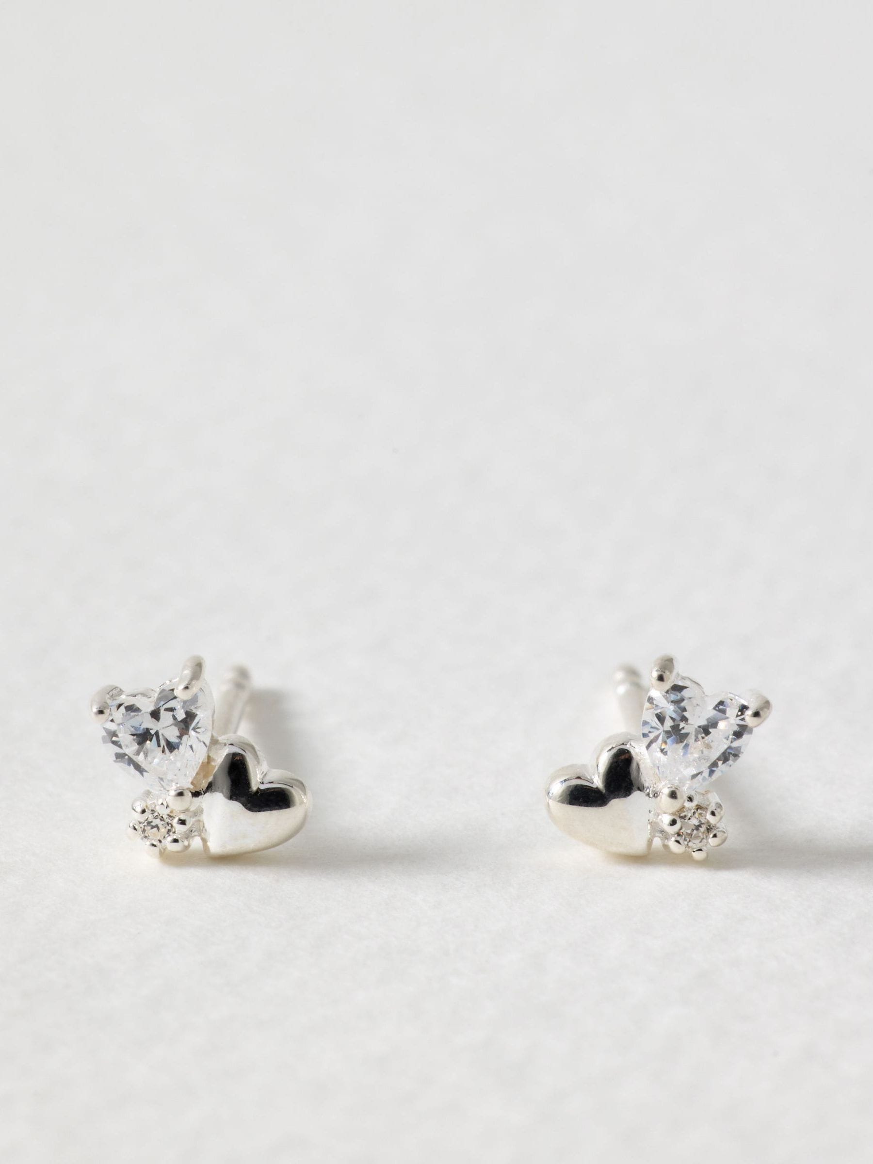 Oliver Bonas gold plated heart cluster stud earrings (British brand)