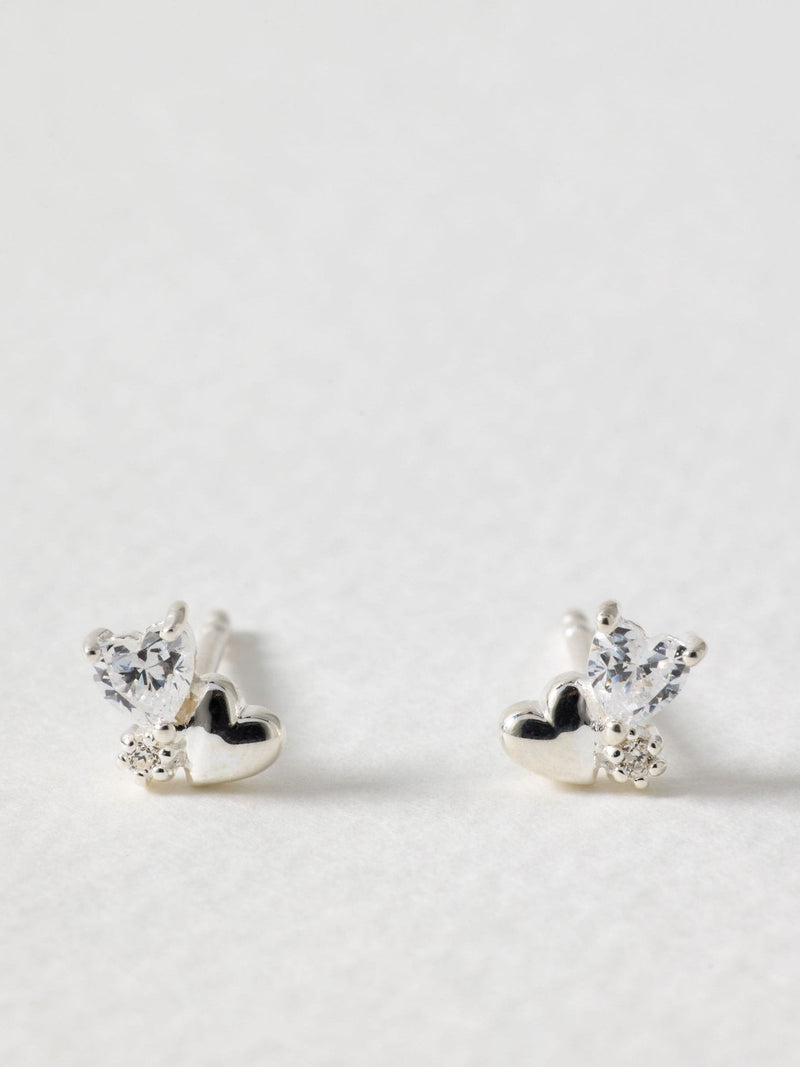 Oliver Bonas gold plated heart cluster stud earrings (British brand)