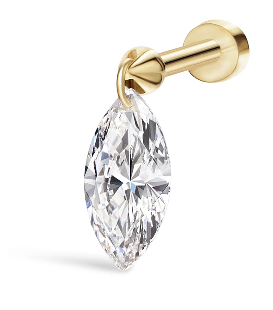 Maria Tash yellow gold floating marquise diamond stud earring - British product