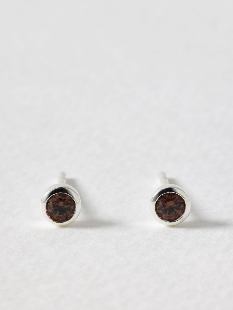 Oliver Bonas brown stone silver stud earrings, UK version