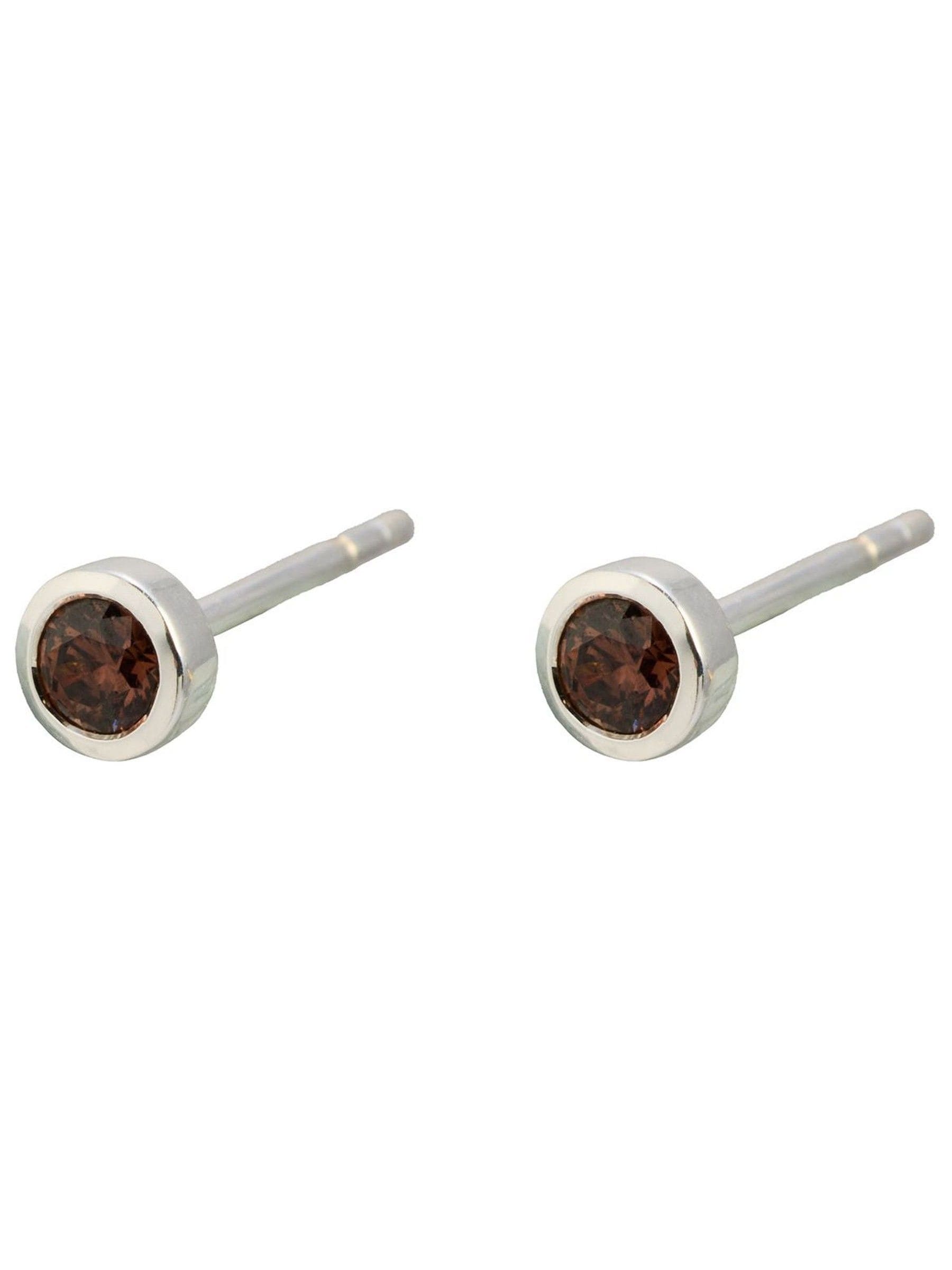 Oliver Bonas brown stone silver stud earrings, UK version