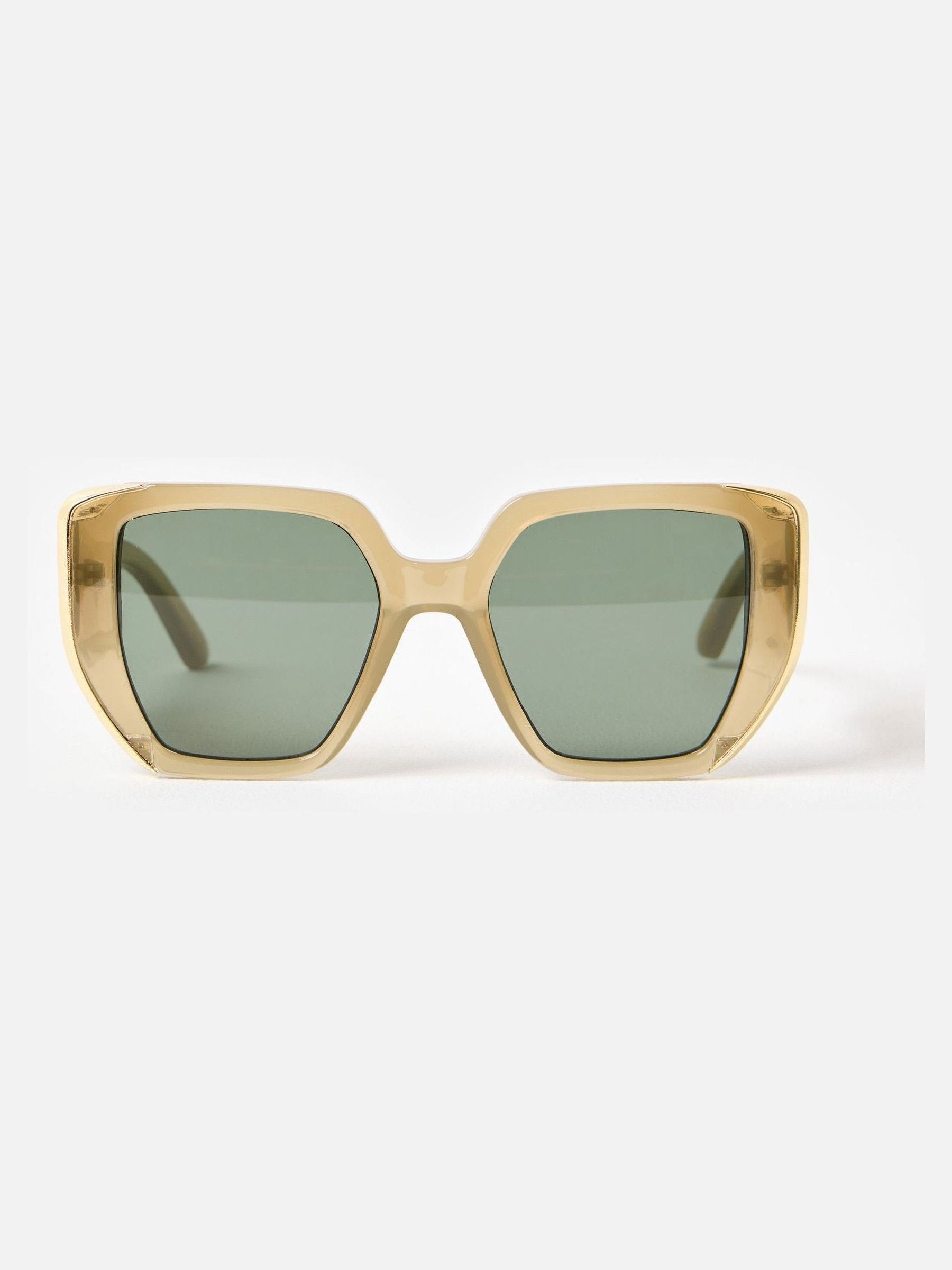 Oliver Bonas green and gold metal inlay oversized square sunglasses - British product