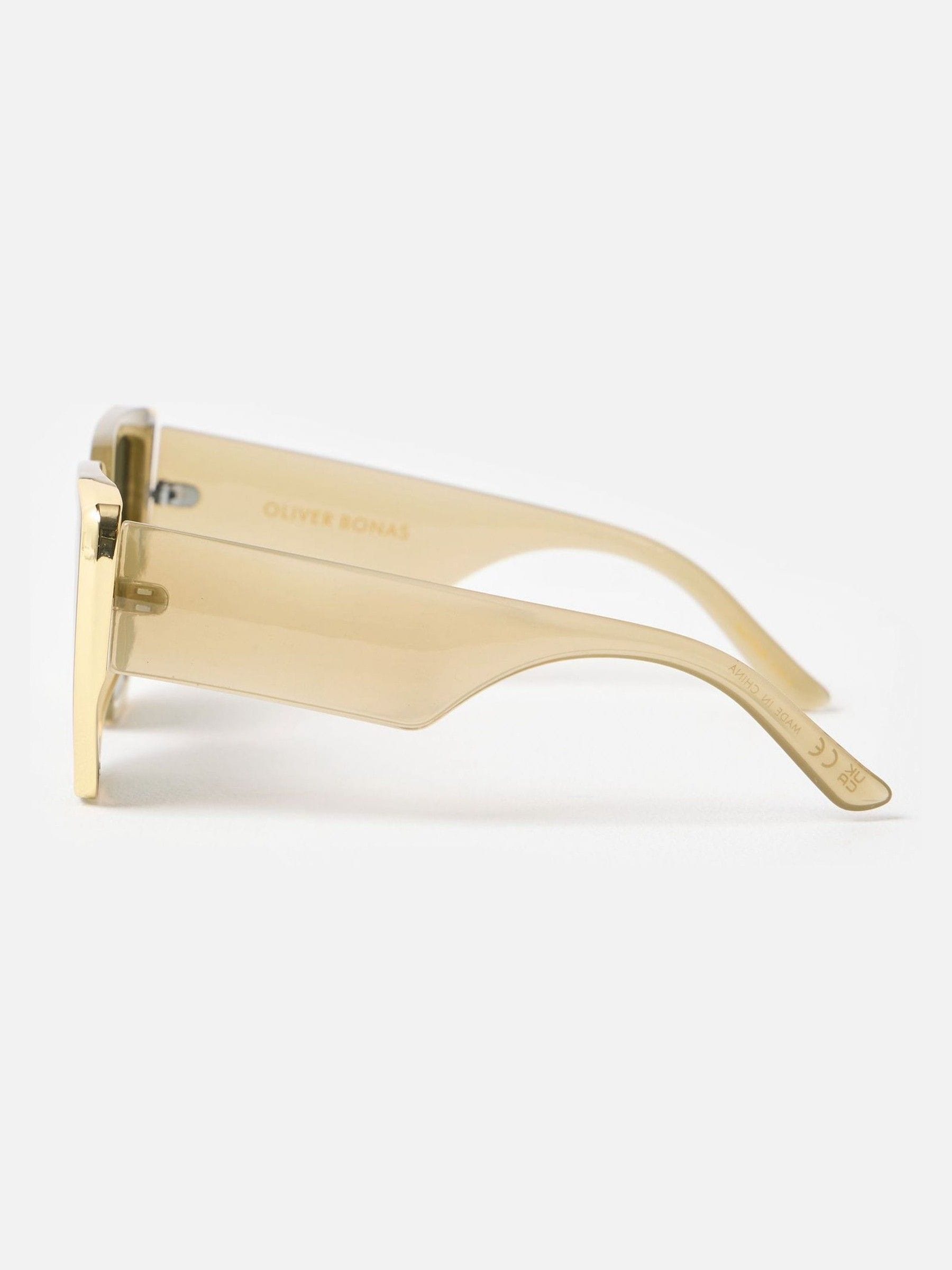 Oliver Bonas green and gold metal inlay oversized square sunglasses - British product