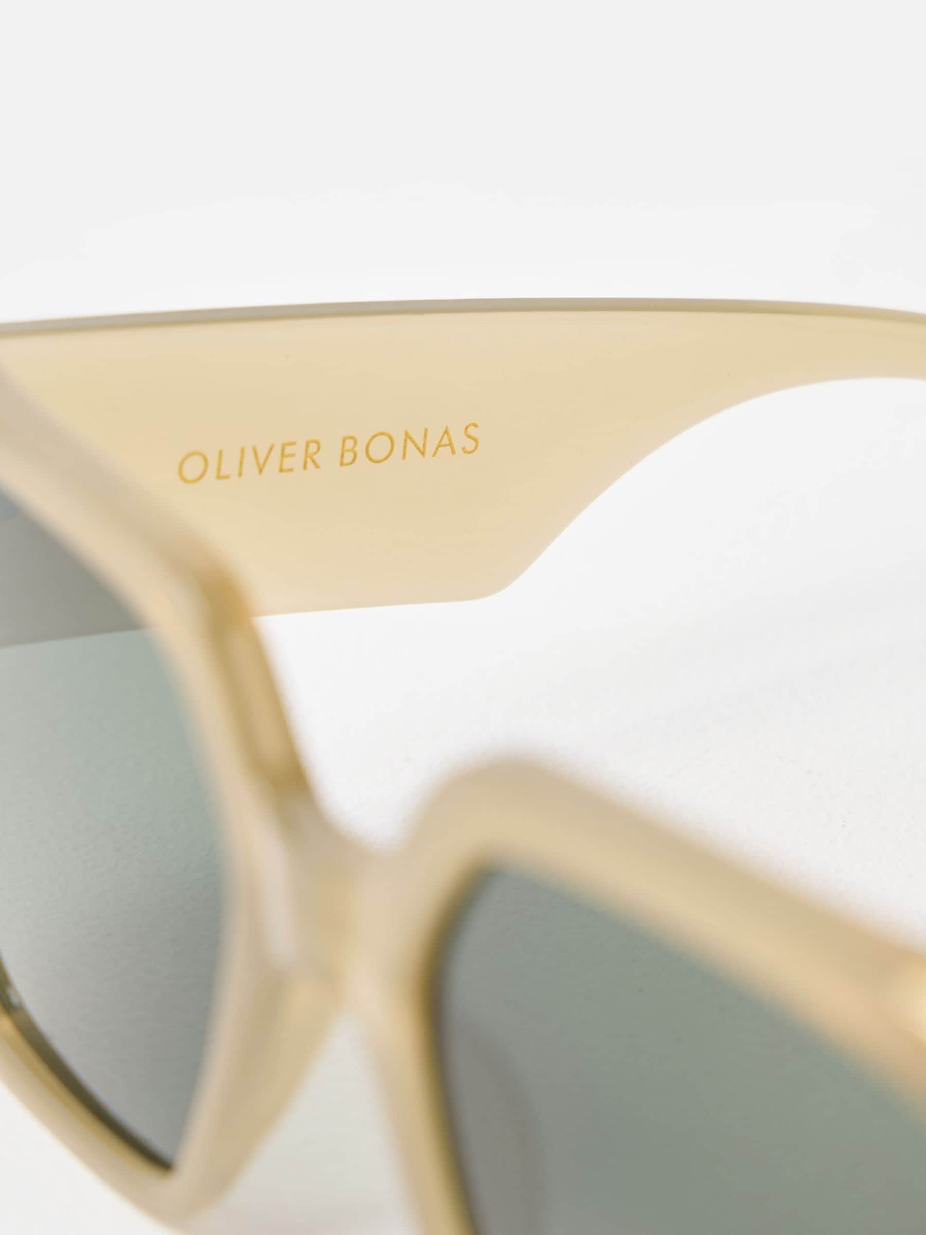 Oliver Bonas green and gold metal inlay oversized square sunglasses - British product