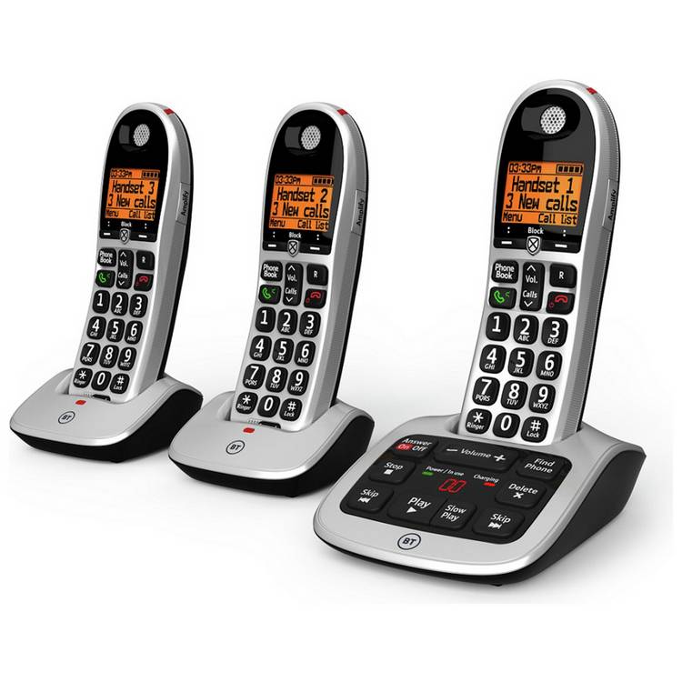 BT Big Button 4600 cordless telephone triple pack, UK version