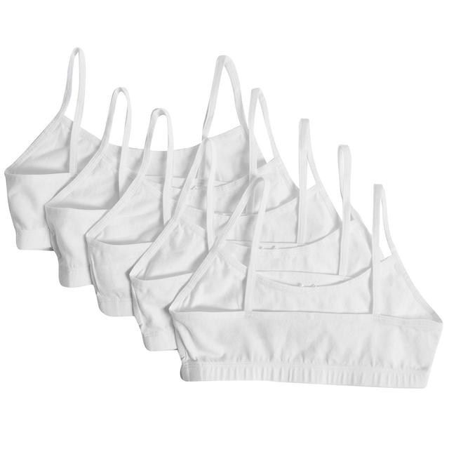 M&S Girls 5 Pack Cotton Crop Tops 6-16 Years White GOODS M&S   