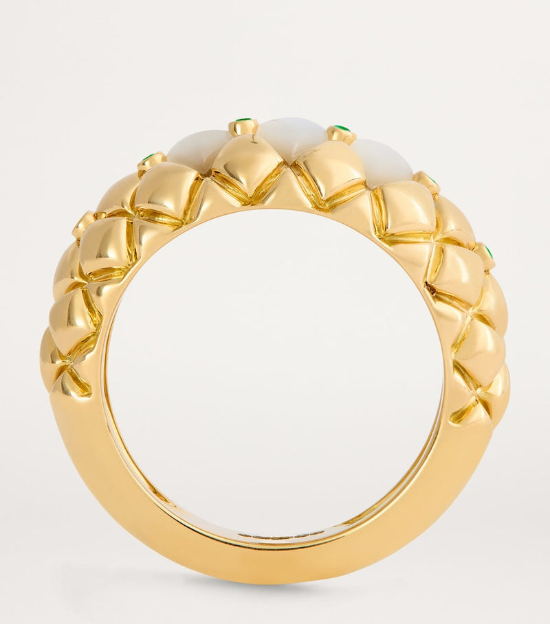L'ATELIER NAWBAR Yellow Gold, Diamond and Emerald Bond Street Curve Ring