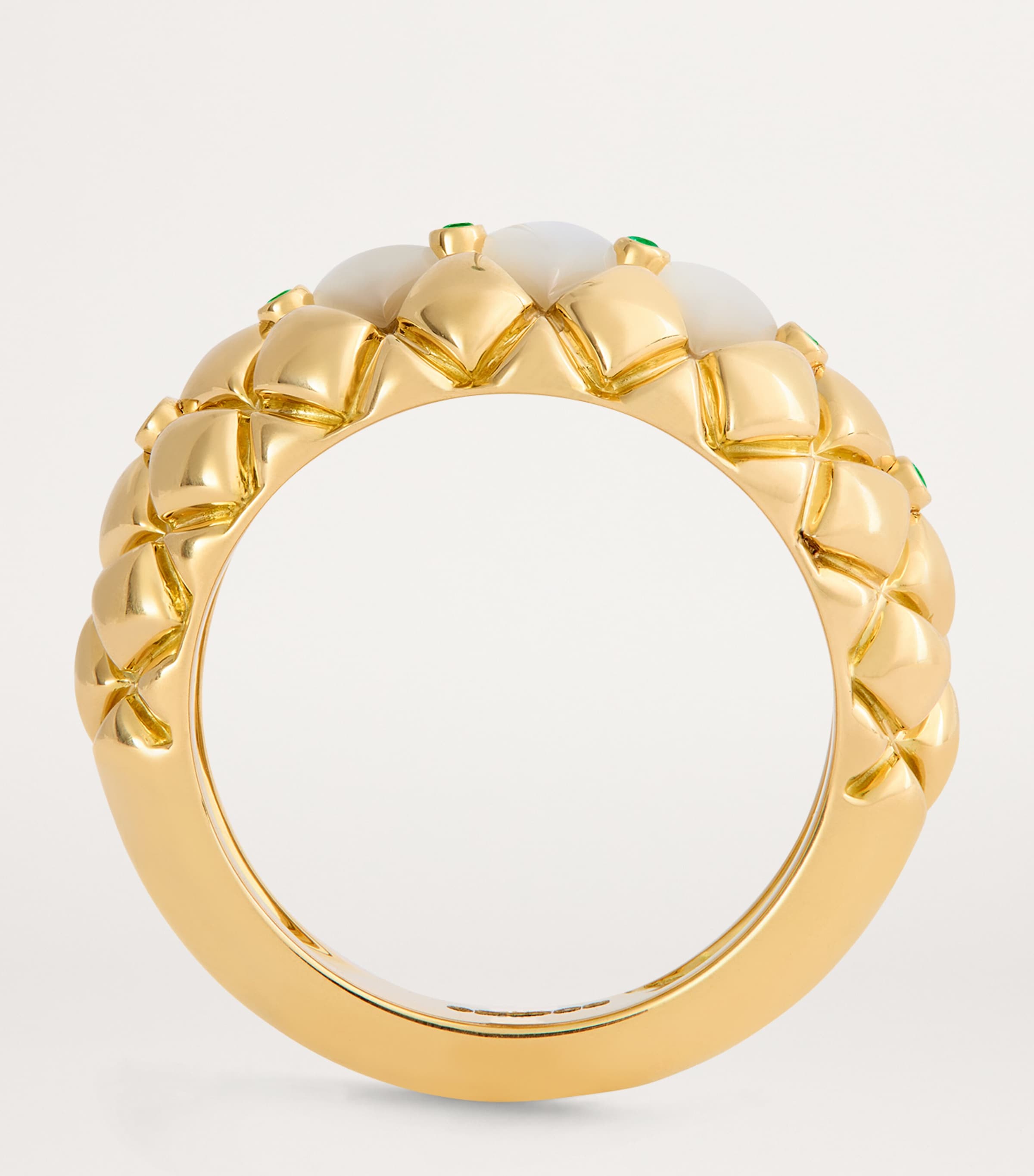 L'ATELIER NAWBAR Yellow Gold, Diamond and Emerald Bond Street Curve Ring
