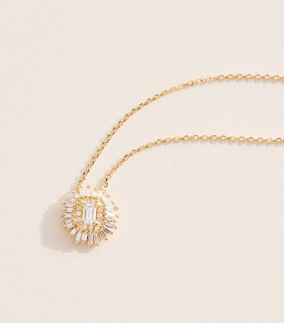 Suzanne Kalan yellow gold diamond flower necklace, imported from the UK