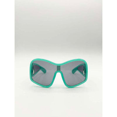 Superdrug SVNX Square Oversized Mask Sunglasses In Aqua Grey- Buy online at McGrocer