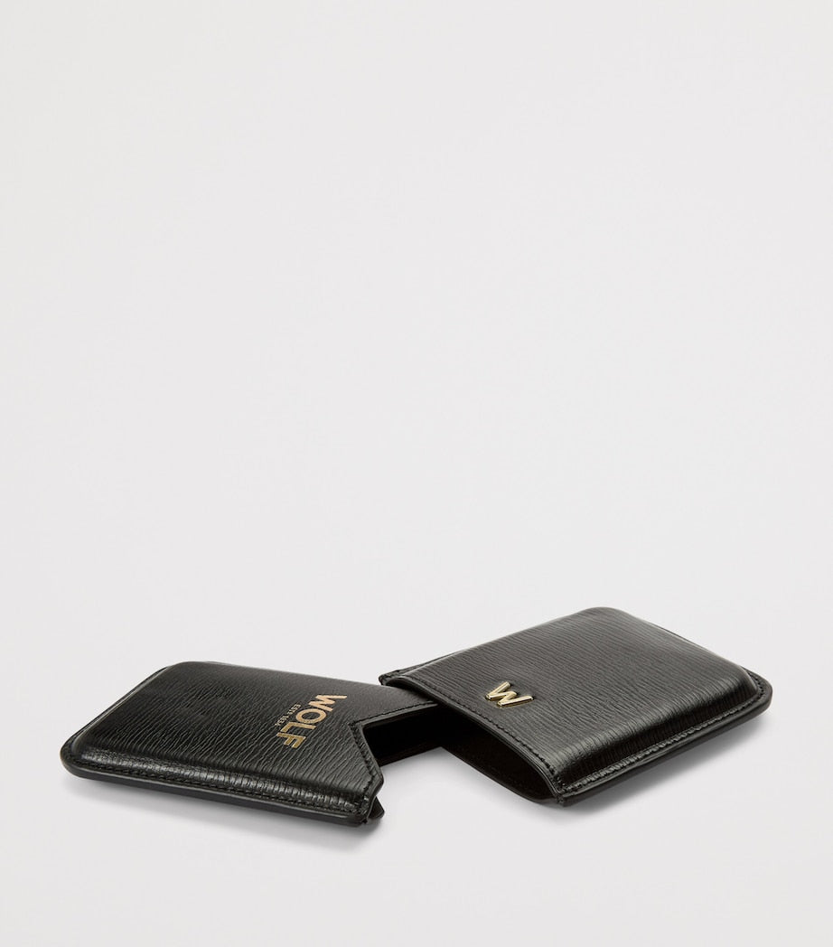 WOLF Leather W Moulded Card Holder compact design, imported from the UK
