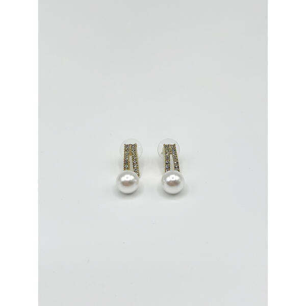 SVNX pearl drop earrings in gold stainless steel, imported from the UK