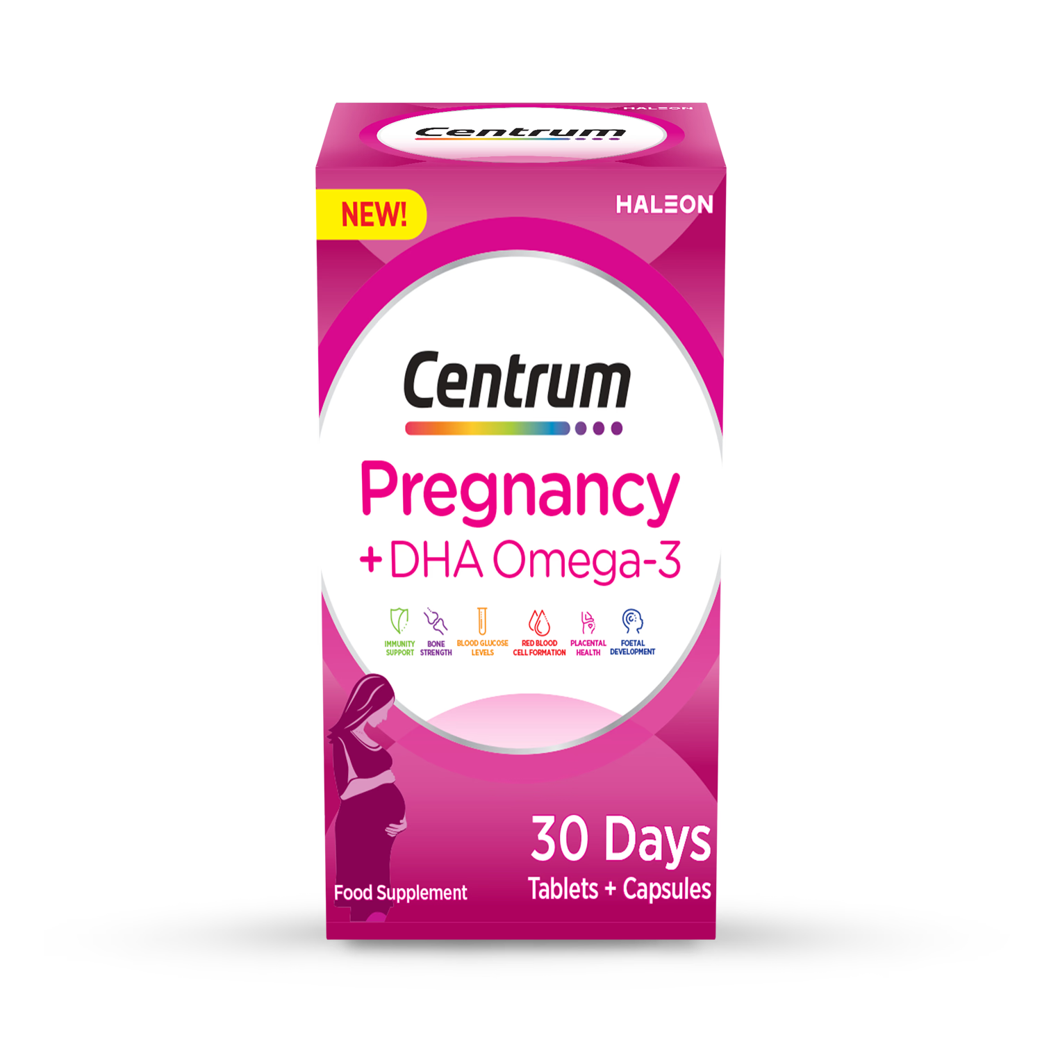 Centrum pregnancy vitamins with DHA Omega-3 60 tablets - British product