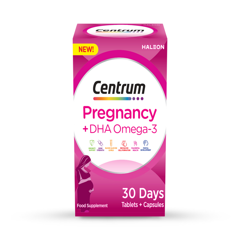 Centrum pregnancy vitamins with DHA Omega-3 60 tablets - British product