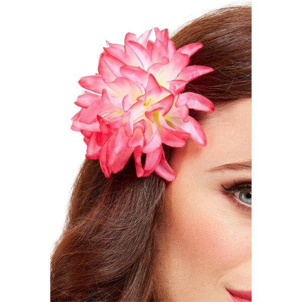 Smiffys Hawaiian flower hair clip pink, UK version