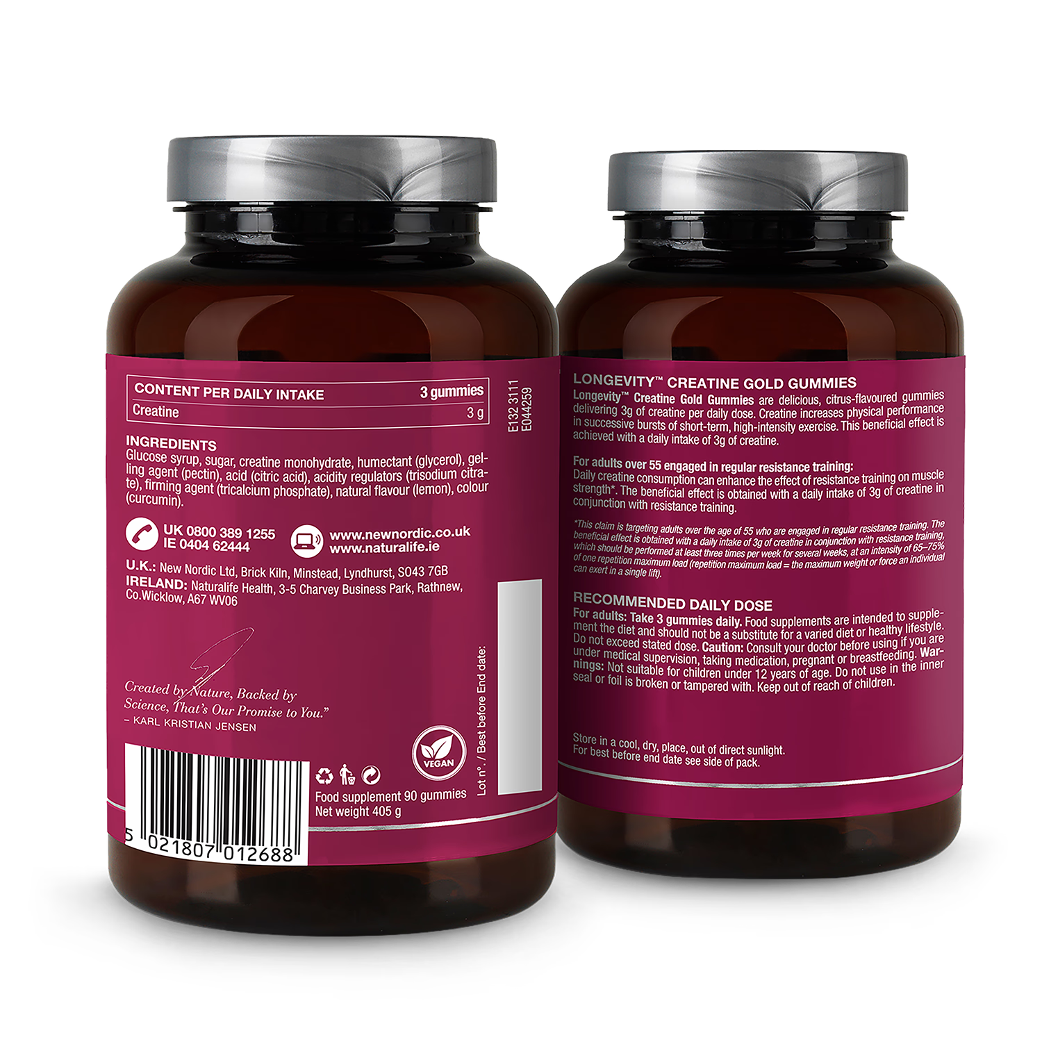 New Nordic citrus creatine gummies 90 gummies, imported from the UK