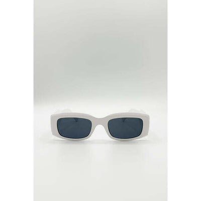 Superdrug SVNX Chunky Rectangle Sunglasses With Wide Arms White- Buy online at McGrocer