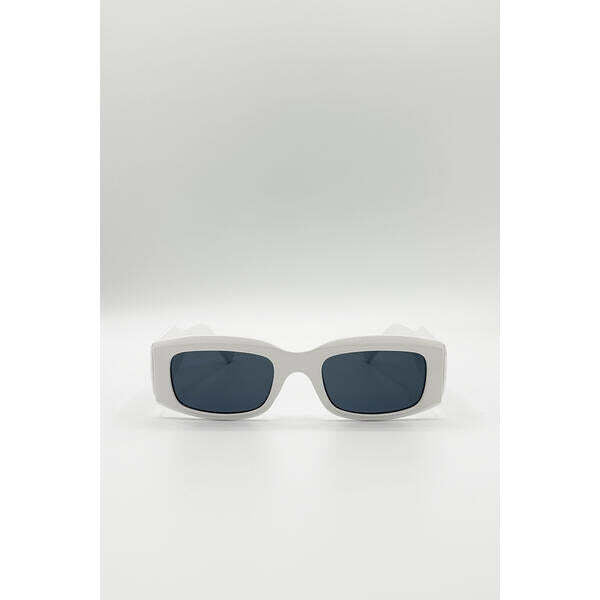 SVNX chunky rectangle sunglasses white frame black lens (British brand)