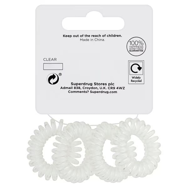 Superdrug Spiral Clear Elastics 4 Pack (British brand)