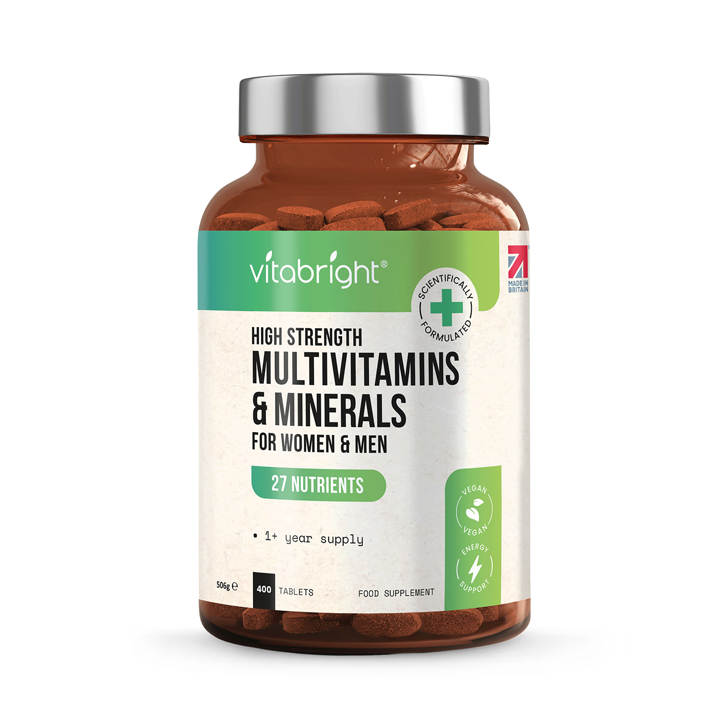 VitaBright multivitamin tablets 27 nutrients 400 tablets (British brand)