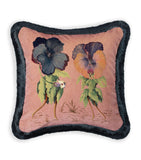 House Of Hackney Medium Velvet Amatoria Pansies Fringed Cushion 45cm x 45cm, UK version