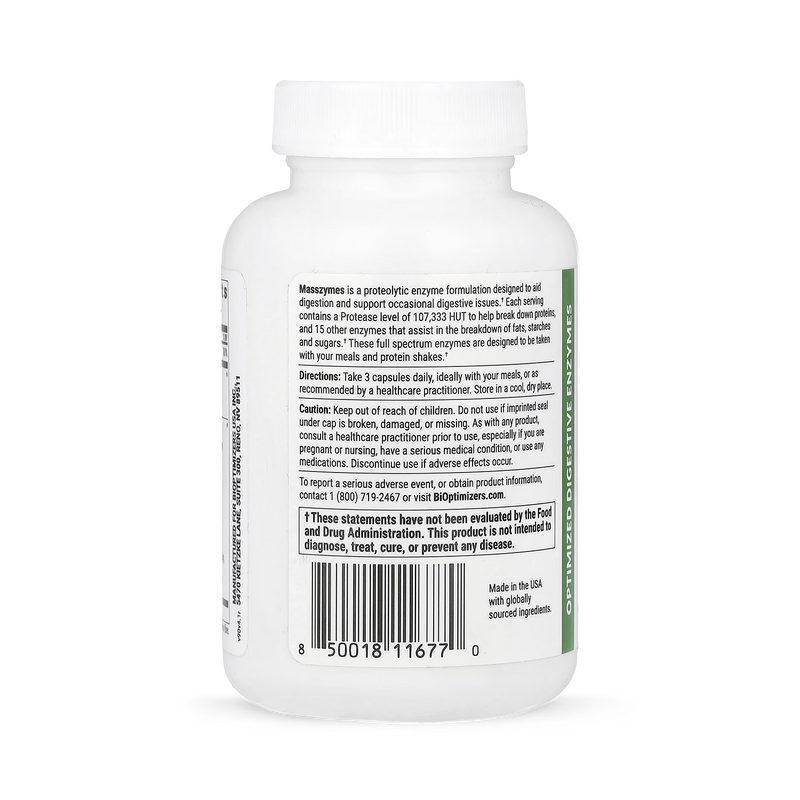 Masszymes digestive enzyme supplement 120 capsules, imported from the UK