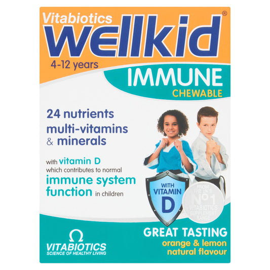 Vitabiotics WellKid Immune Chewable Natural Orange & Lemon Flavour 4-12 Years Chewable Tablets x30 GOODS Sainsburys   
