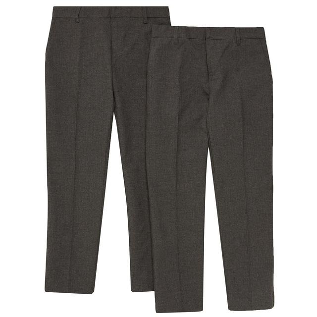 M&S 2pk Boys Slim Leg School Trousers 4-13 Years Grey GOODS M&S   