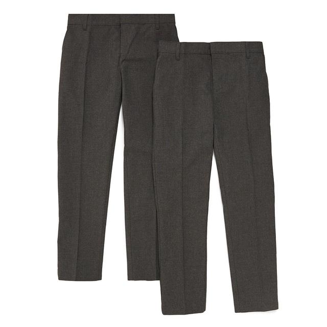 M&S Boys 2pk Grey Skinny Leg School Trousers 4-14 Years