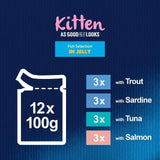 Felix As Good As it Looks Kitten Fish in Jelly Wet Cat Food   12 x 100g GOODS M&S   