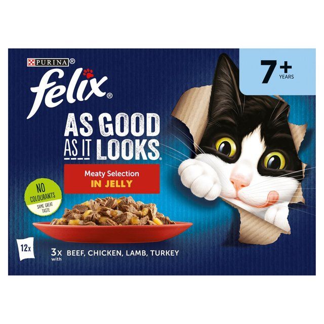 Felix As Good As it Looks Senior 7+ Meat in Jelly Wet Cat Food   12 x 100g GOODS M&S   