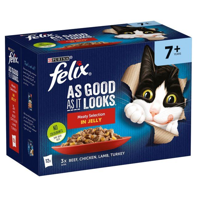 Felix As Good As it Looks Senior 7+ Meat in Jelly Wet Cat Food   12 x 100g GOODS M&S   