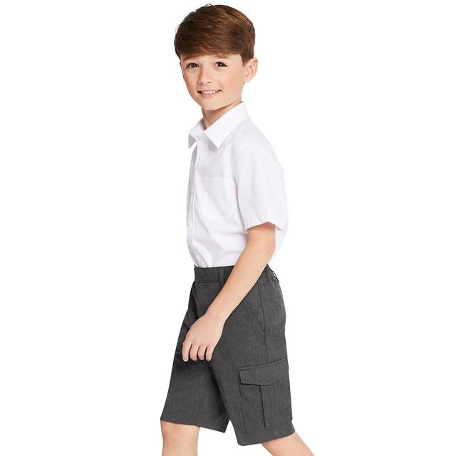 M&S Boys Regular Leg Cargo School Shorts 4-14 Years Grey