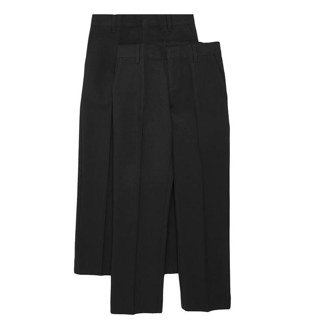 M&S 2pk Boys Black Slim Leg School Trousers 4-13 Years