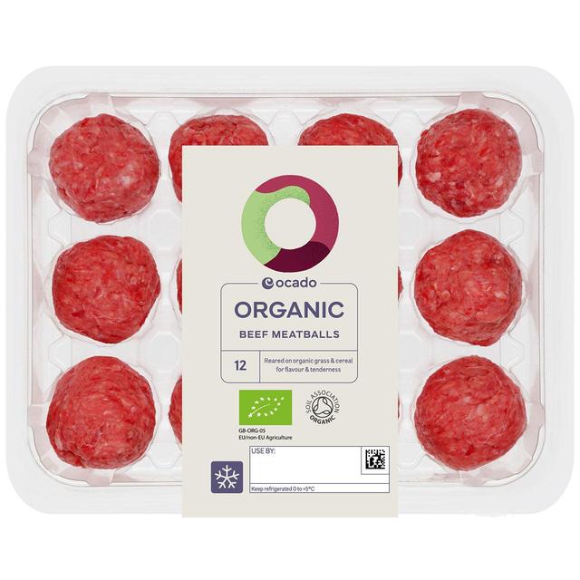 Ocado Organic 12 Beef Meatballs   336g