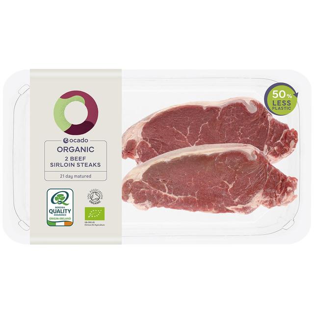 Ocado Organic 2 Beef Sirloin Steaks   Typically: 425g